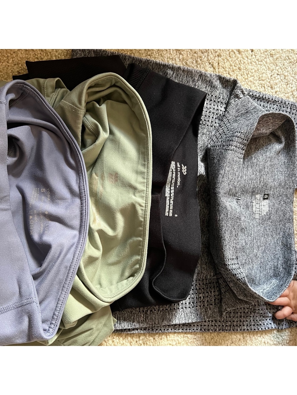 Workout Leggings Bundle - Gray, Black, Sage, and Perriwinkle Size Small - Picture 2 of 5